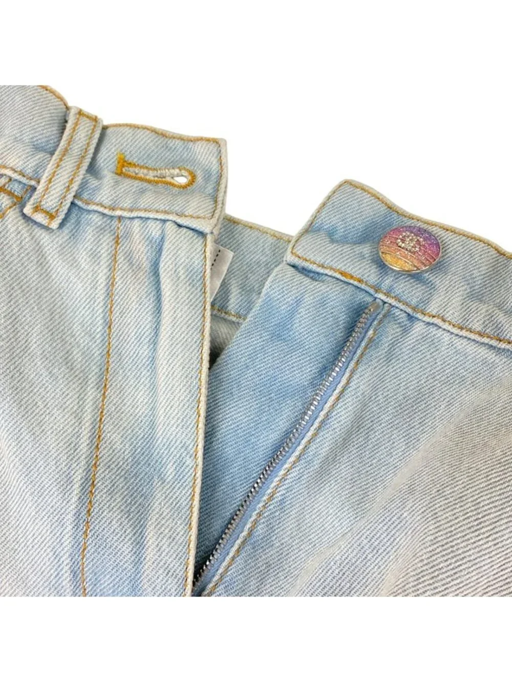 Chanel Jeans 34 S Light Blue Light Pink Wide Pants Gradient Cotton